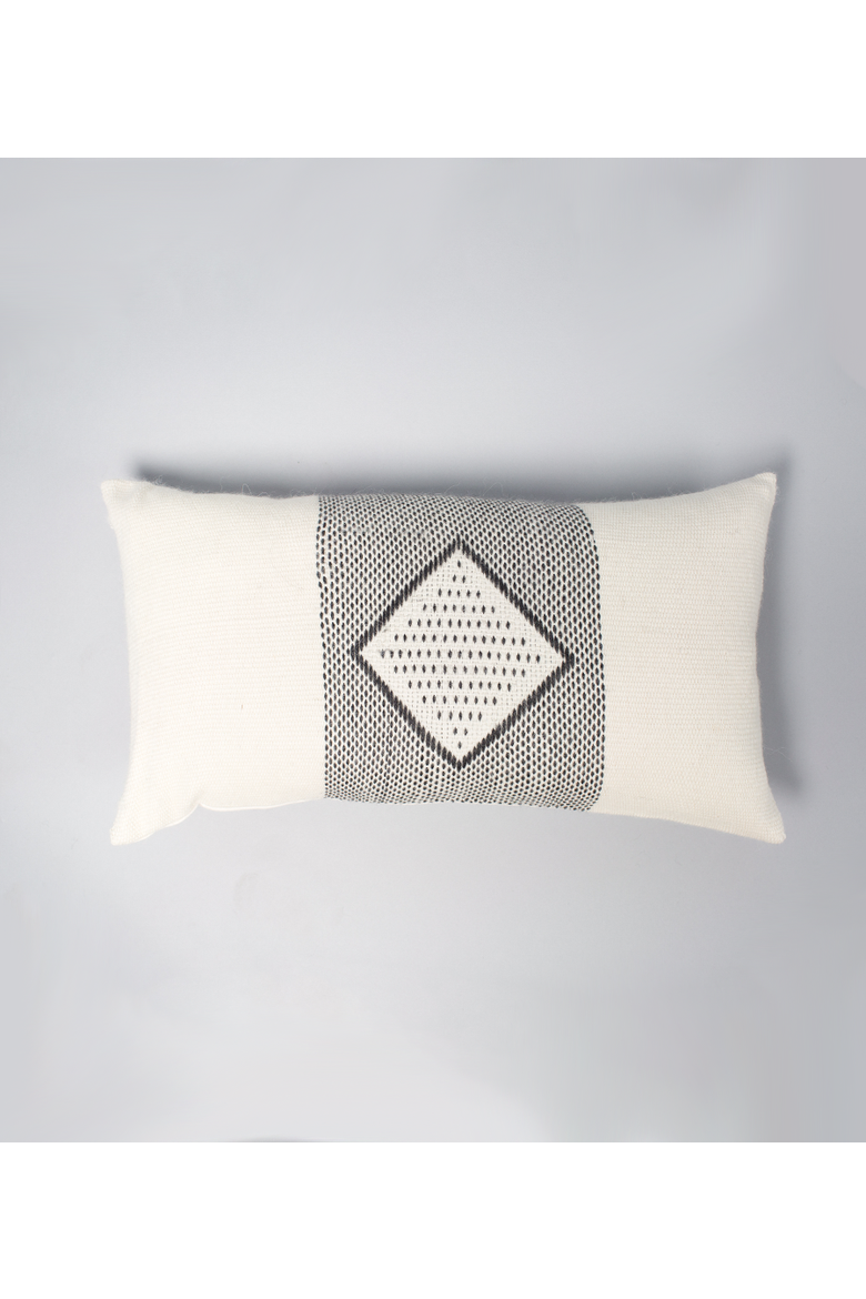 Diamante Lumbar Pillow with Border in Black, Main, color, Black/Ivory