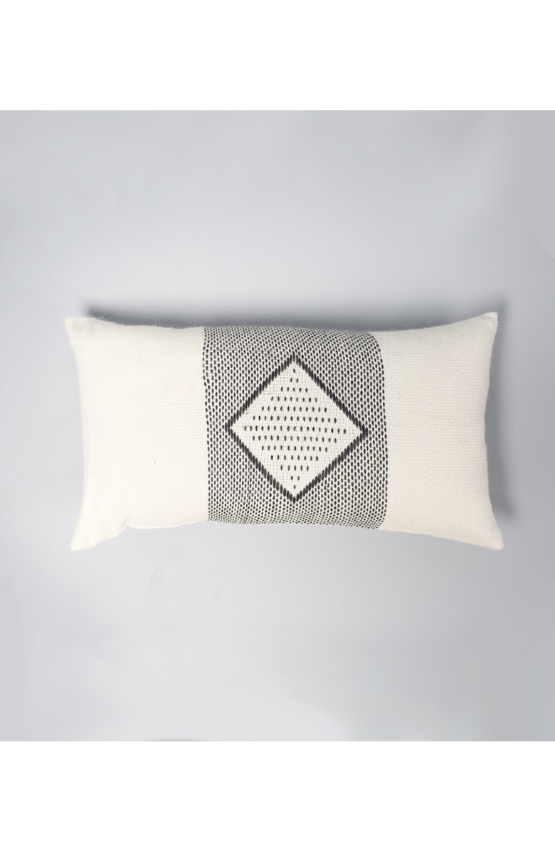 Voz Diamante Lumbar Pillow with Border in Black, Main, color, Black/Ivory