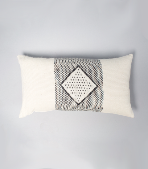 Diamante Lumbar Pillow with Border in Black