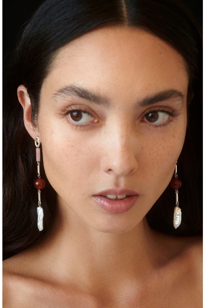 Roses Drop Earrings, Alternate, color, SILVER