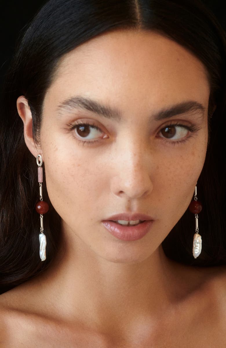 Lady Grey Roses Drop Earrings, Alternate, color, Silver