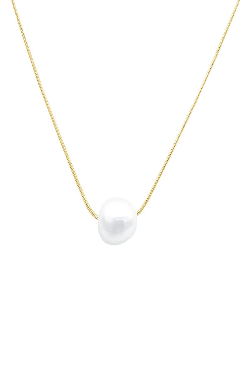Adornia White Rhodium Plated 10mm Freshwater Pearl Pendant Necklace, Main, color, White/ Gold