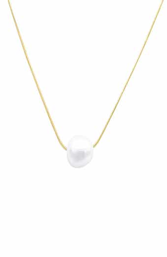 Adornia White Rhodium Plated 10mm Freshwater Pearl Pendant Necklace