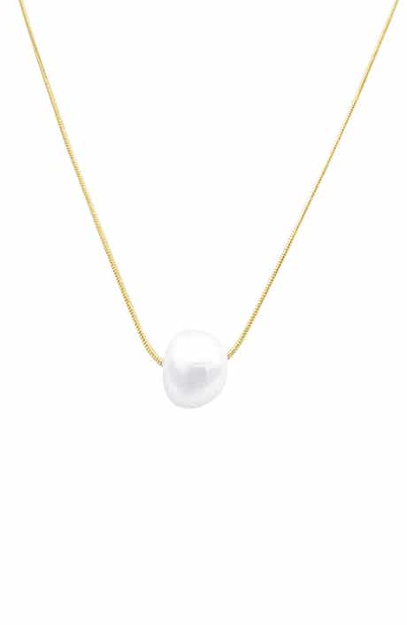 Adornia White Rhodium Plated 10mm Freshwater Pearl Pendant Necklace