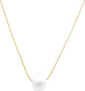 Adornia White Rhodium Plated 10mm Freshwater Pearl Pendant Necklace