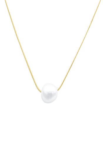 Adornia Tarnish Resistant 14k Gold Plated Freshwater Pearl Chain Necklace In White/gold