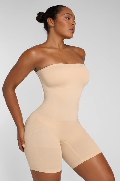 Shapellx Seamless Sculpt Strapless Bodysuit In Khaki
