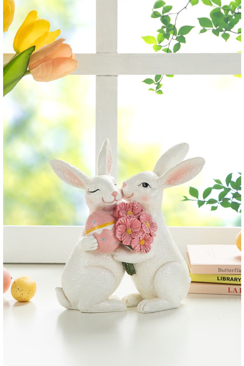 7"H Easter Loving Bunny Resin Table Decor, Alternate, color, White
