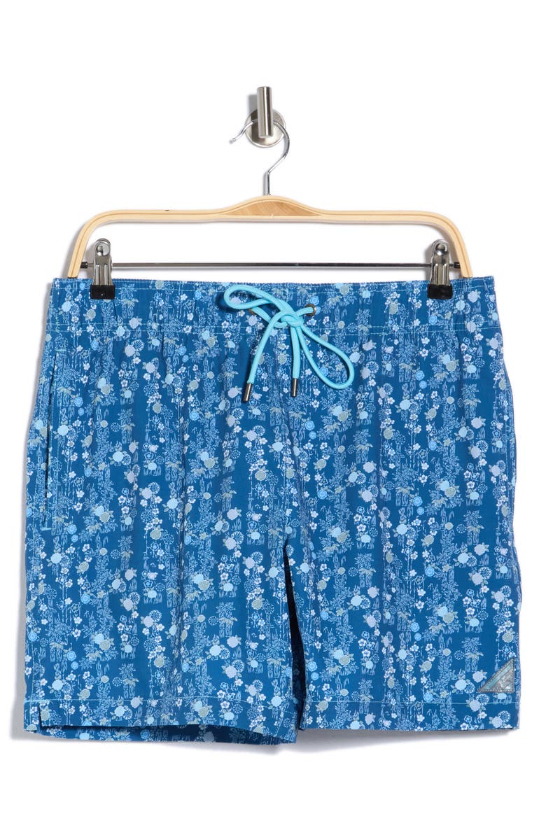 Mr.Swim Vine & Petal Swim Trunks, Main, color, Blue Grey