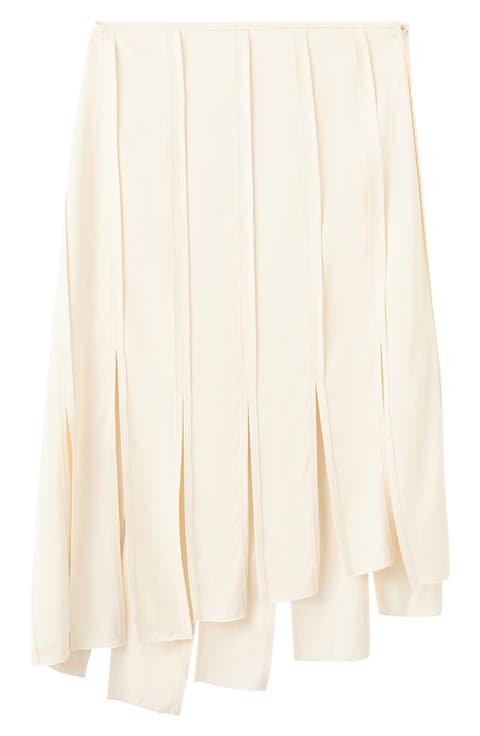 Pleated Asymmetrical Midi Skirt