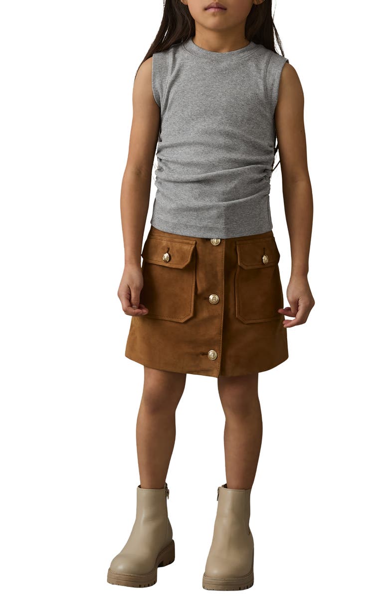 Reiss Kids' Ruched Stretch Cotton Tank, Alternate, color, Grey