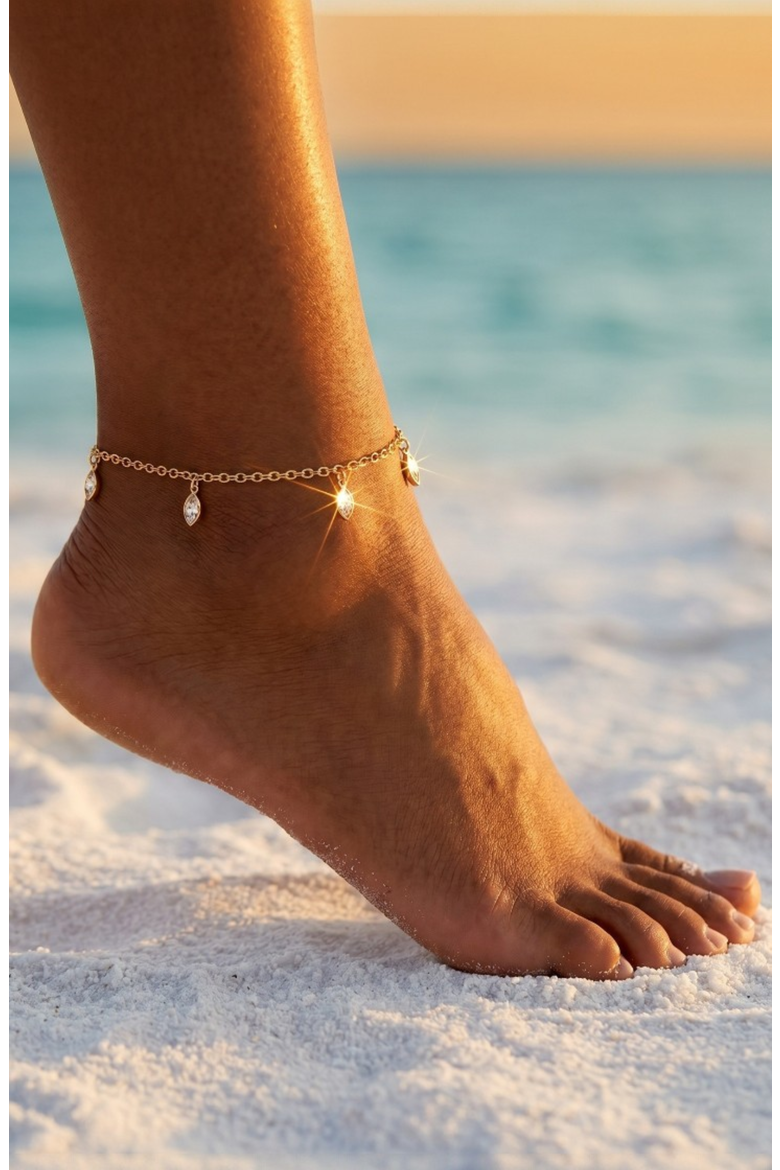 Smitten Sparkle Anklet, Alternate, color, Gold