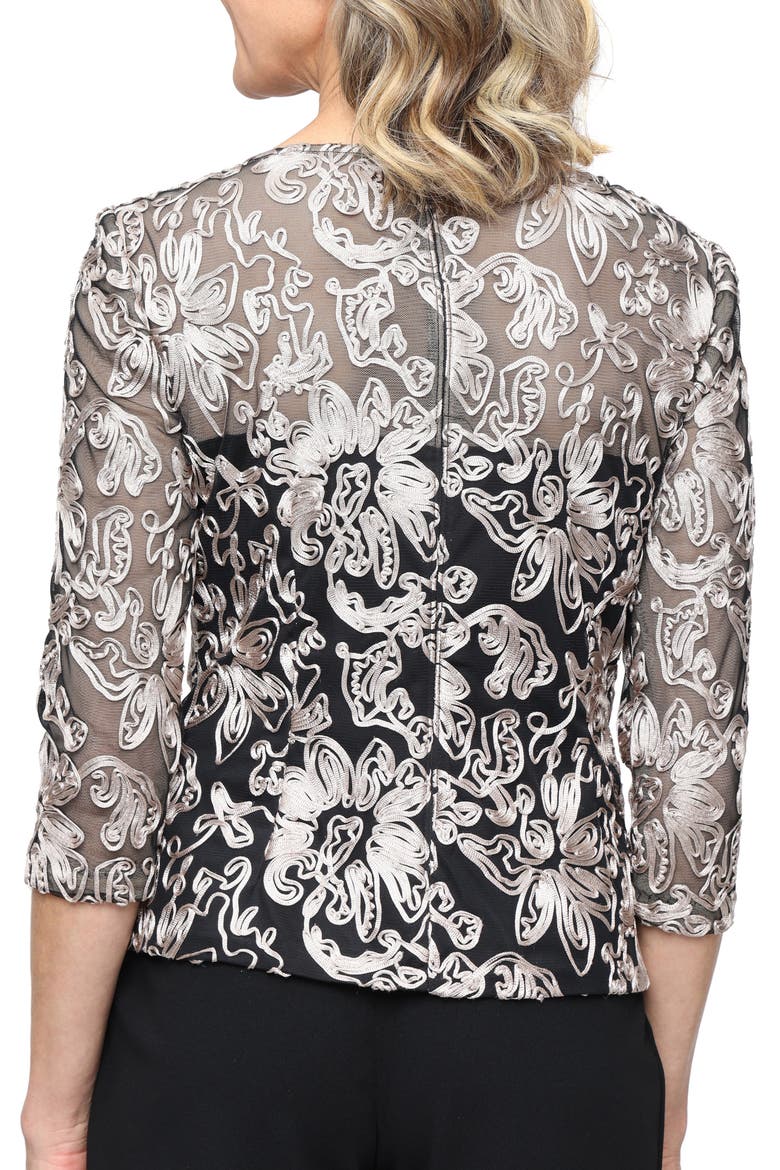 Soutache Embroidered Mesh Top, Alternate, color, BLK/ TAU