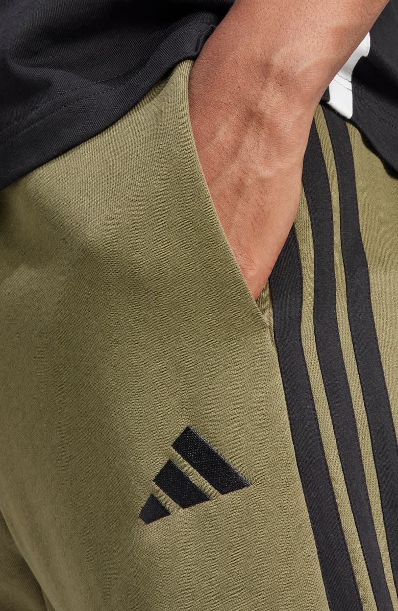 adidas Essential 3-Stripes Fleece Joggers, Alternate, color, Olive Strata/ Black