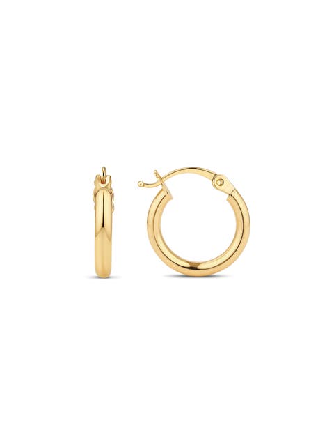 Classic Hoop Earrings In 14k Gold, 10mm