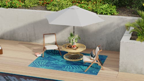 Mad Mats Palm Leaf Deep Turquoise In Multi