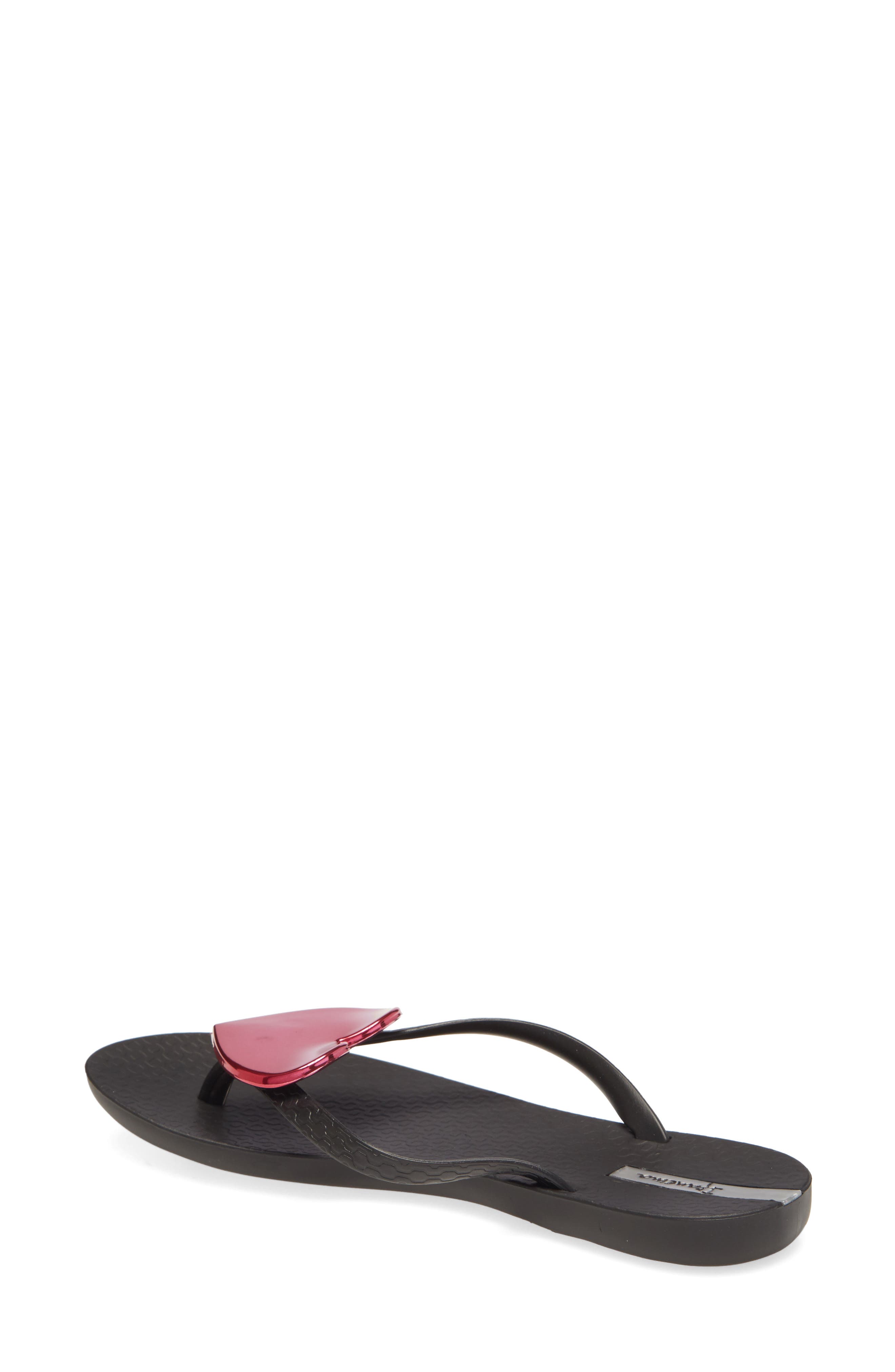 Wave Heart Flip Flop, Alternate, color, BLACK/ RED