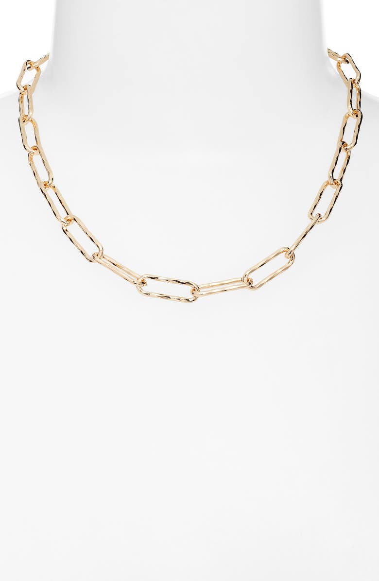 Nordstrom Hammered Paper Clip Chain Necklace, Alternate, color, Gold
