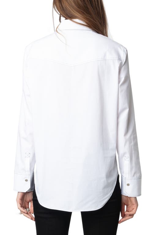 ZADIG & VOLTAIRE ZADIG & VOLTAIRE THELMA POP COTTON BUTTON-UP WESTERN SHIRT