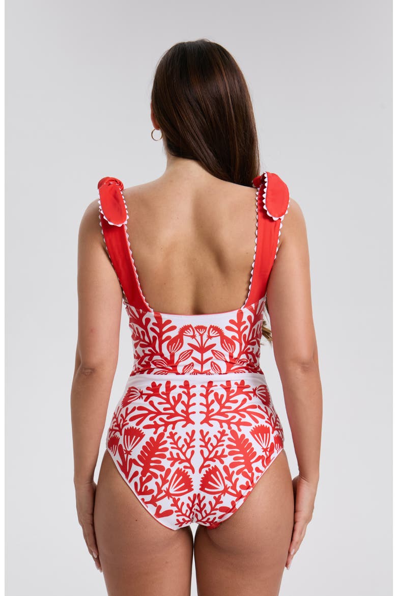 Red Coral Reversible One-Piece Swimsuit, Alternate, color, Red