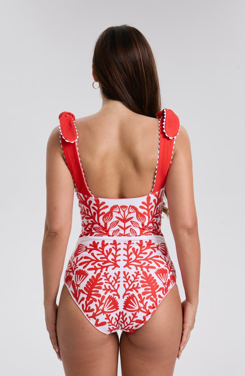 Jessie Zhao New York Red Coral Reversible One-Piece Swimsuit, Alternate, color, Red