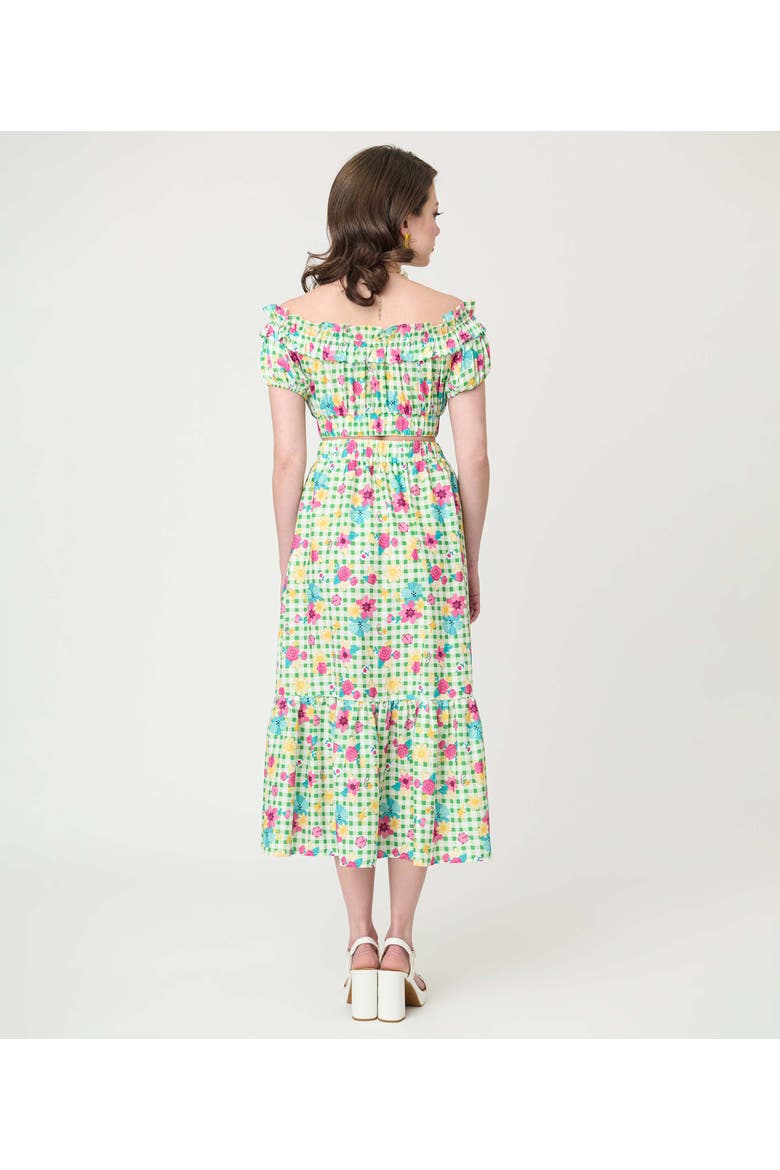 Tiered Midi Skirt, Alternate, color, Green Gingham Print
