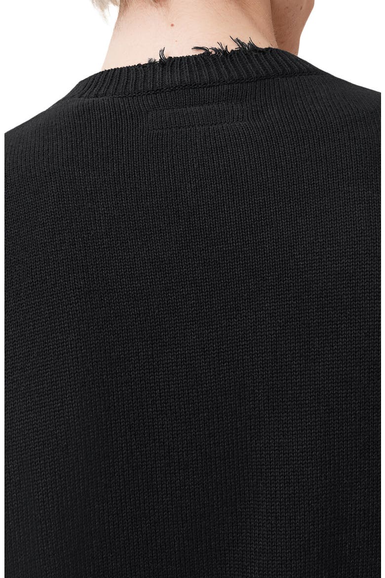 Scripture Distressed Graphic Button-Up Sweater Vest, Alternate, color, BLACK/ ECRU WHITE