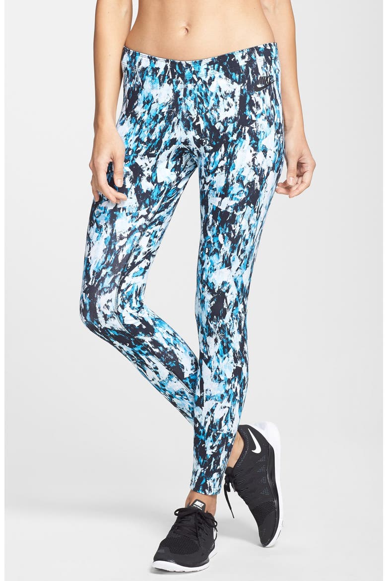 'Leg-A-See Mishmash' Leggings, Main, color, LIGHT BLUE LACQUER