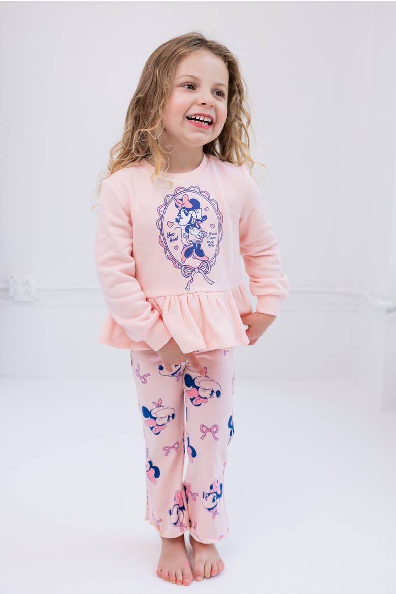 Minnie Mouse Fleece Sweatshirt and Flare Leggings Set, Alternate, color, Pink Minnie Mouse