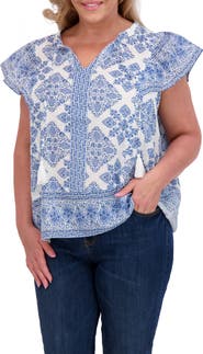 Lucky Brand Ruffle Print Top