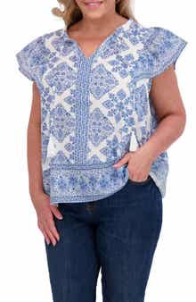 Lucky Brand Ruffle Print Top