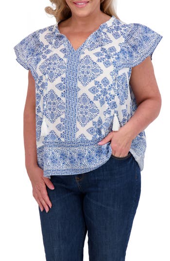 Lucky Brand Ruffle Print Top