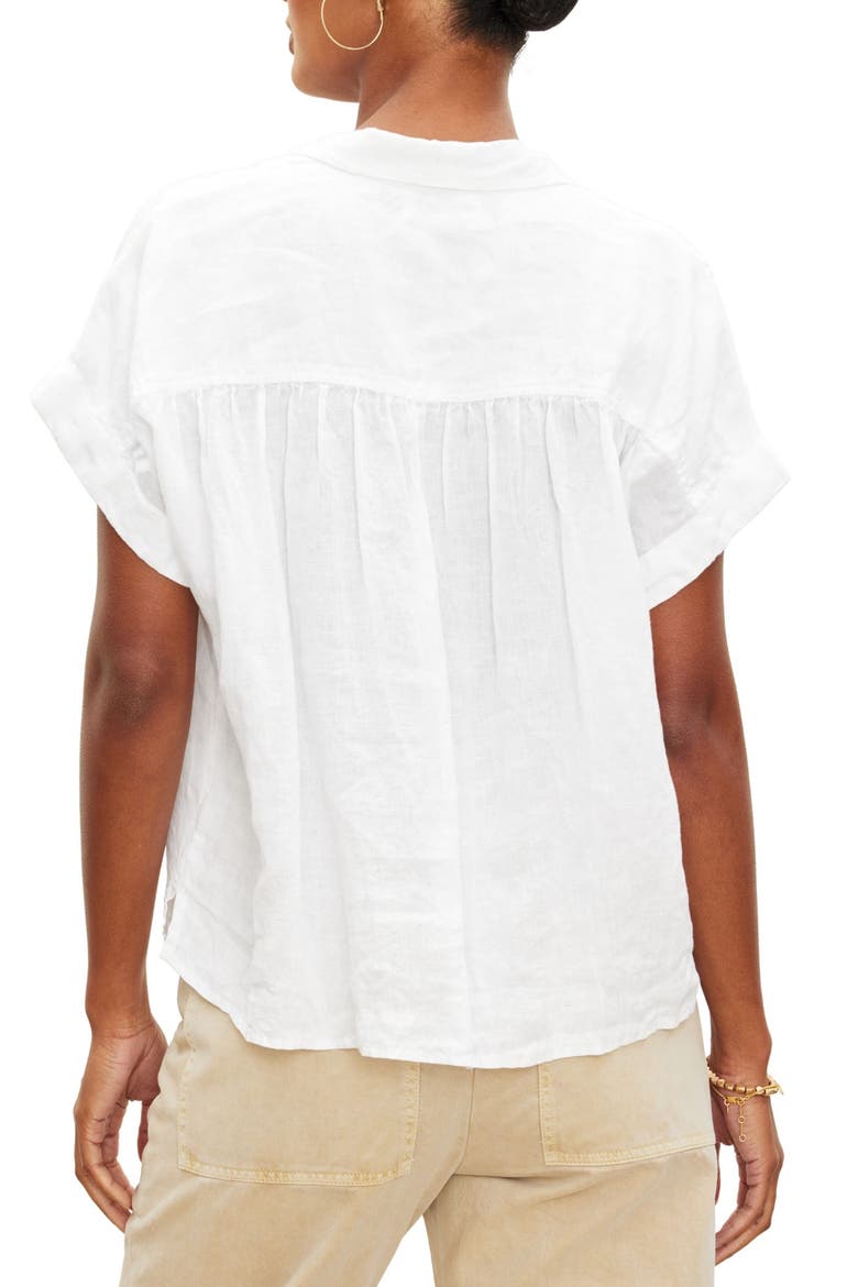 Aria Linen Button-Up Top, Alternate, color, CHALK WHT