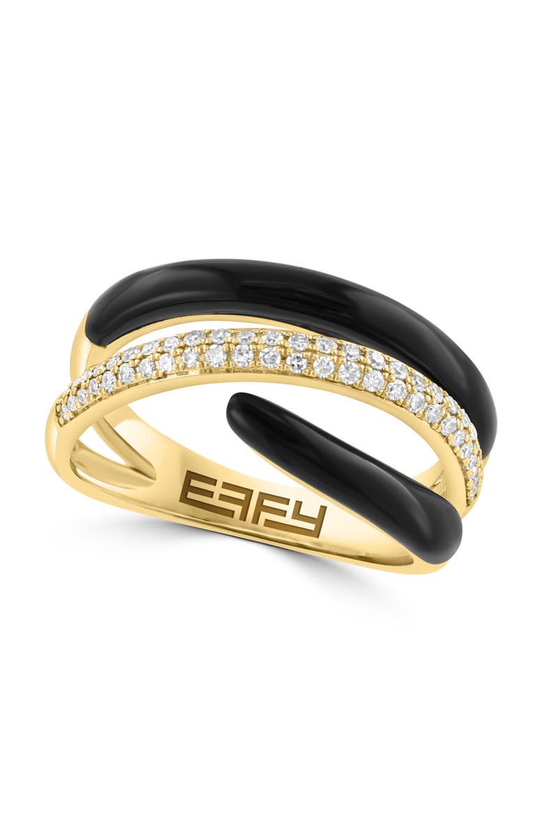14K Yellow Gold Onyx & Pavé Diamond Wrap Ring, Main, color, 14K Gold