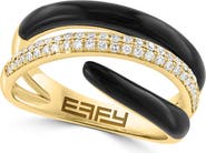 EFFY 14K Yellow Gold Onyx & Pavé Diamond Wrap Ring