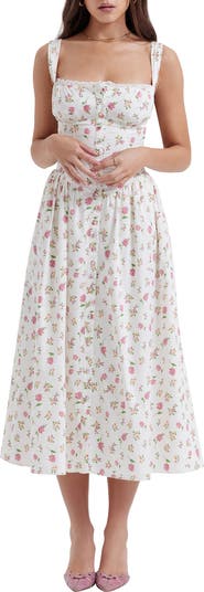 Elia Floral Stretch Cotton Blend Corset Sundress