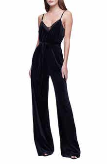 L'AGENCE Justice Wide Leg Velvet Jumpsuit