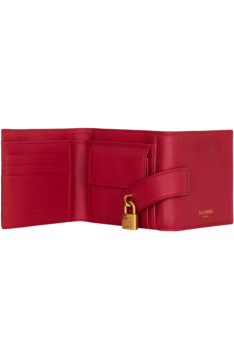 Balmain Pulse Trifold smooth leather wallet, Alternate, color, Red