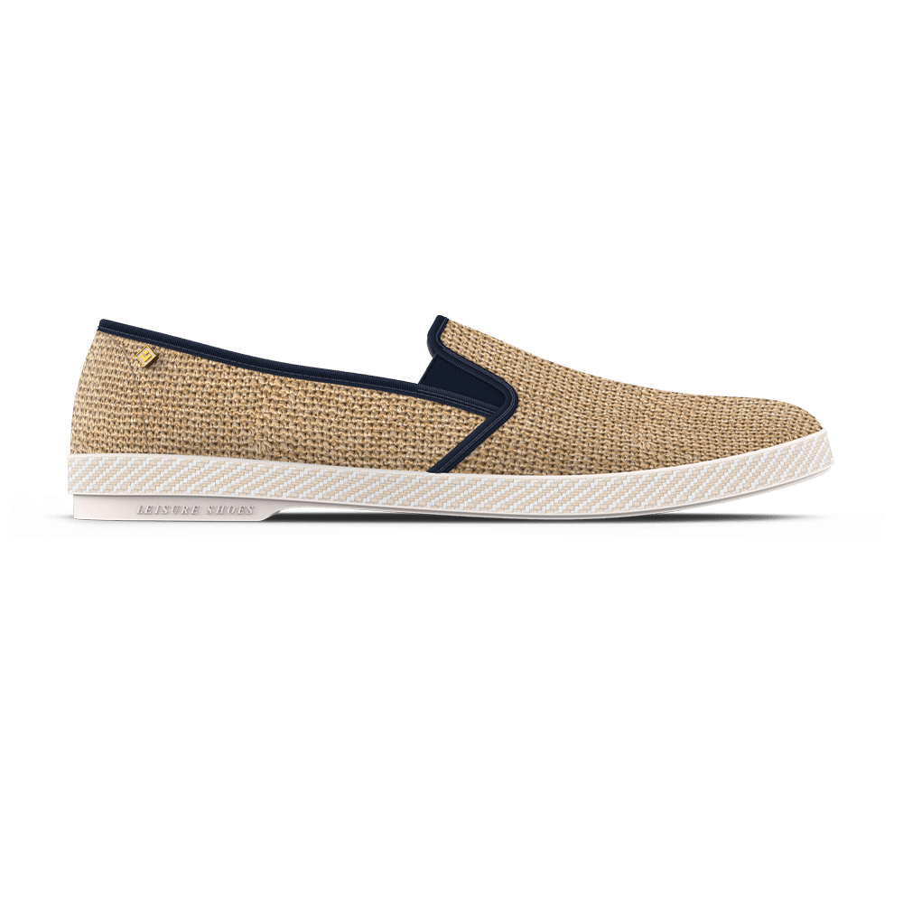 Rivieras Raffia Slip-On Loafer, Main, color, Natural And Navy