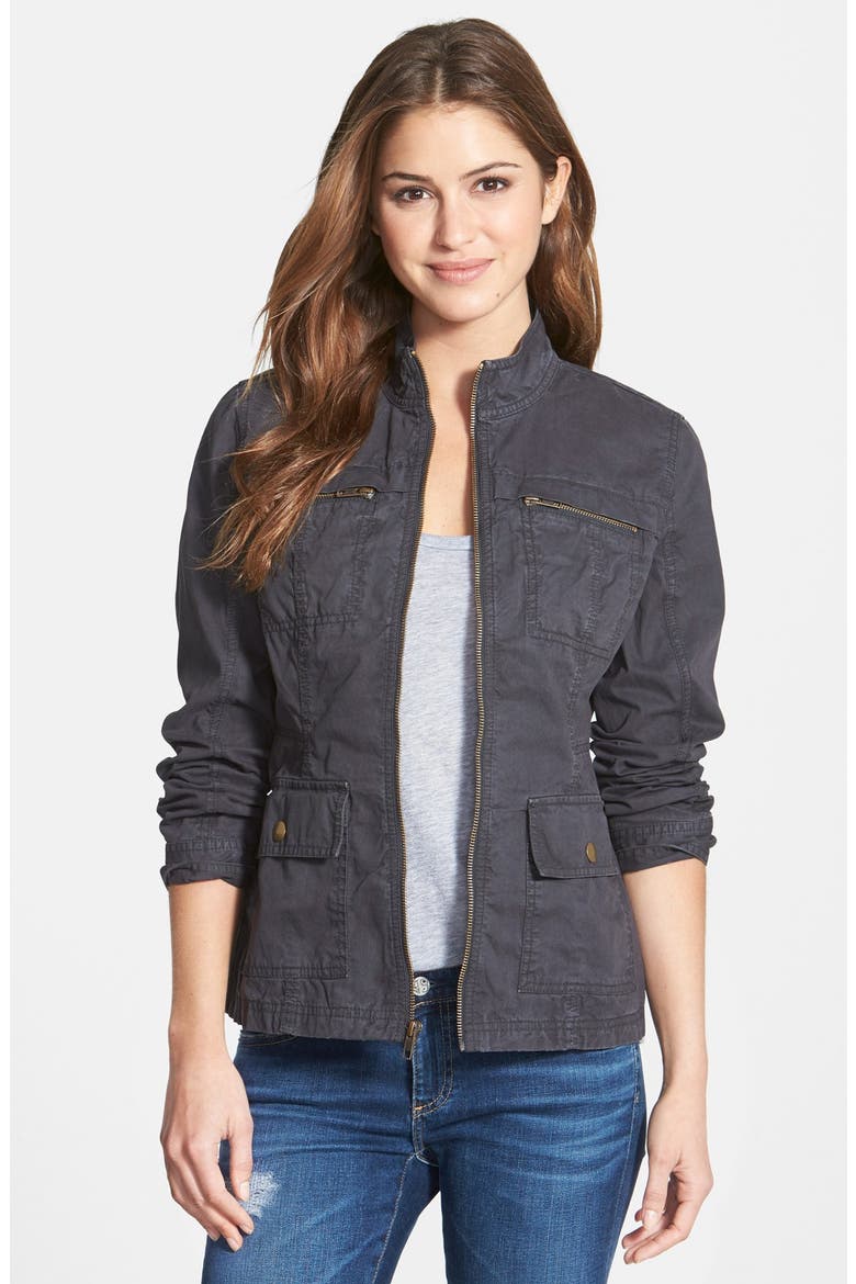 Cotton Twill Utility Jacket, Main, color, GREY EBONY