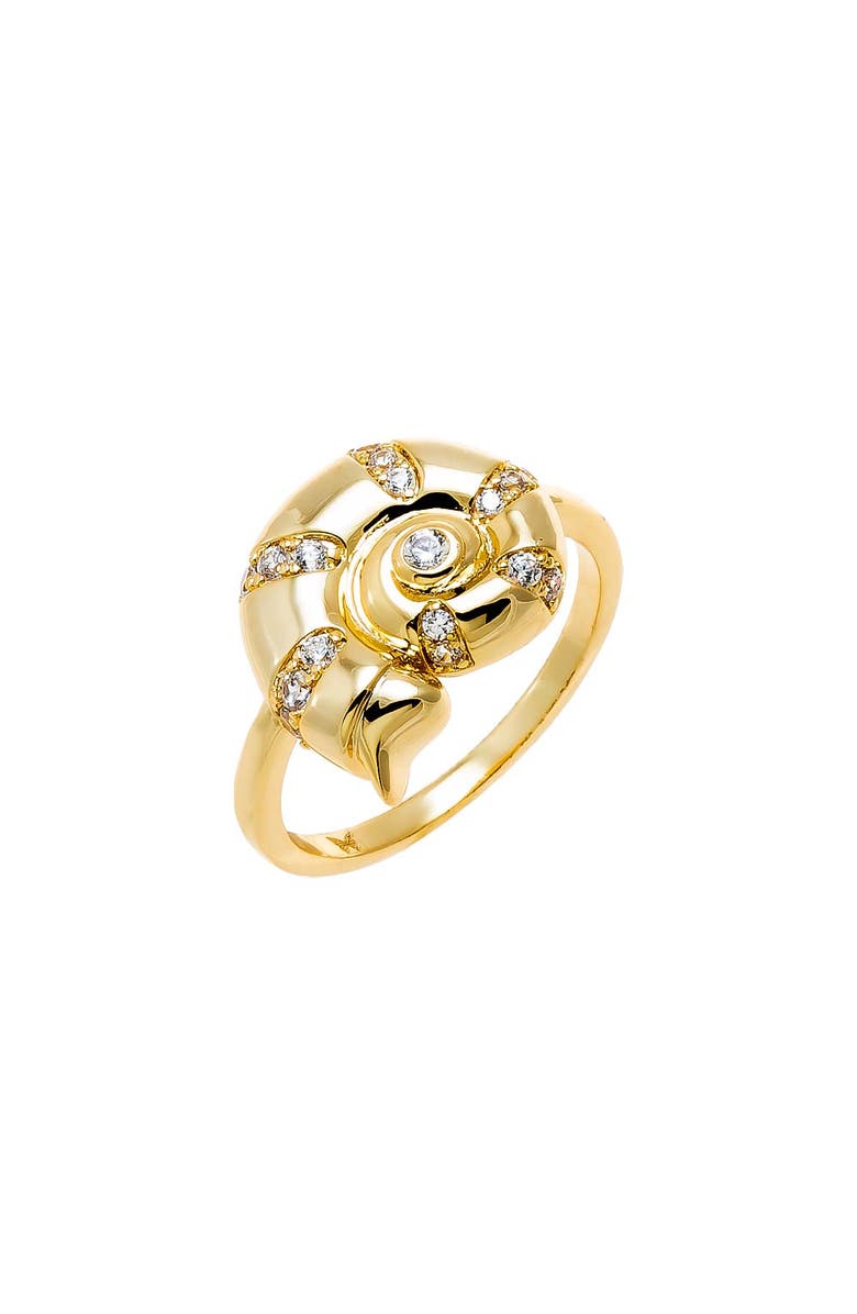 BY ADINA EDEN CZ Nautilus Shell Ring, Main, color, Gold