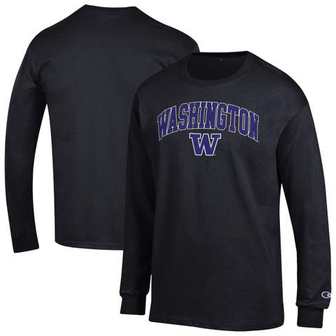 Men's Champion  Black Washington Huskies Arch Over Logo Long Sleeve T-Shirt
