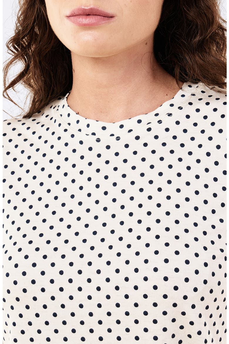 Kate Modal Soft Tee & Wide Leg Pajamas, Alternate, color, CREAM/ DEEP NAVY MINI SPOT