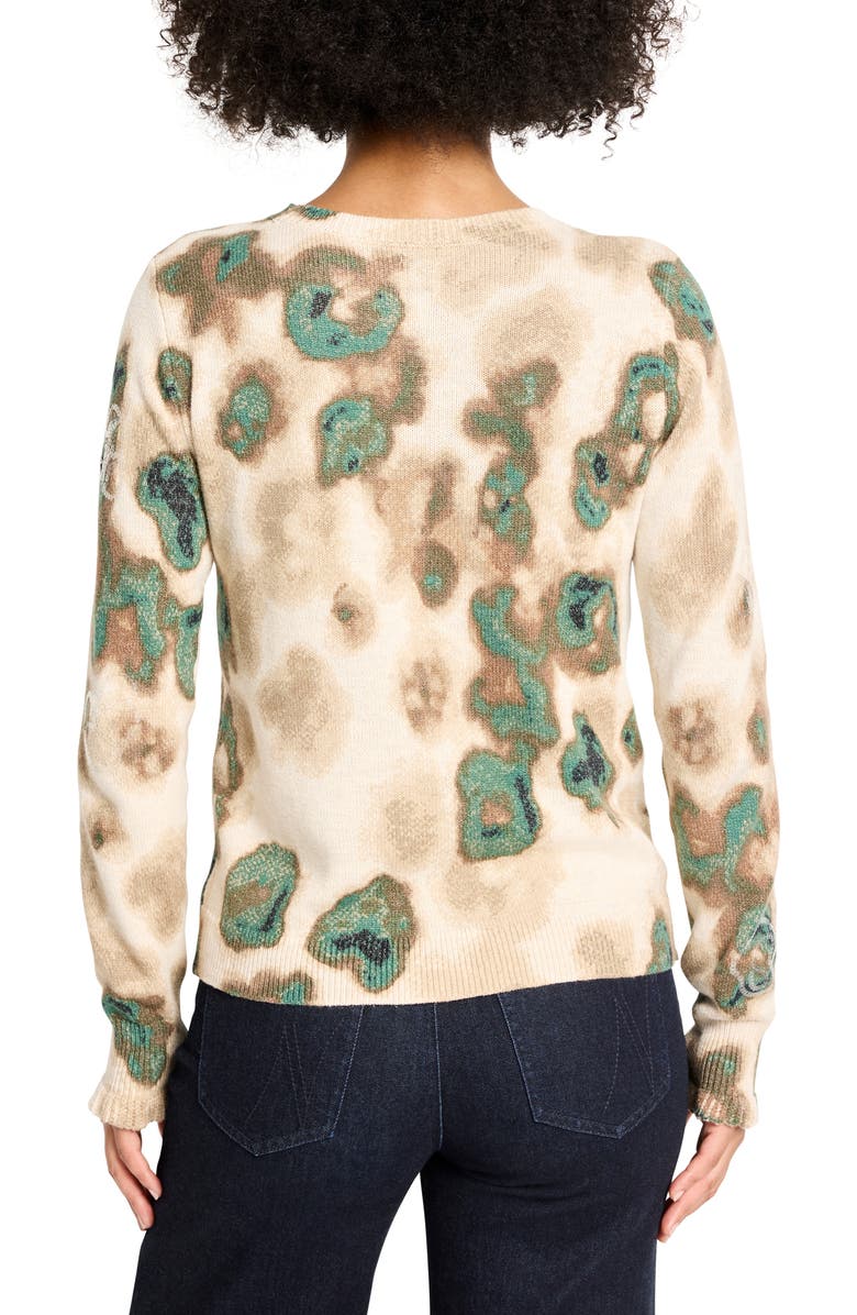 NIC+ZOE Camo Shine Crewneck Cotton Blend Sweater, Alternate, color, Neutral Multi