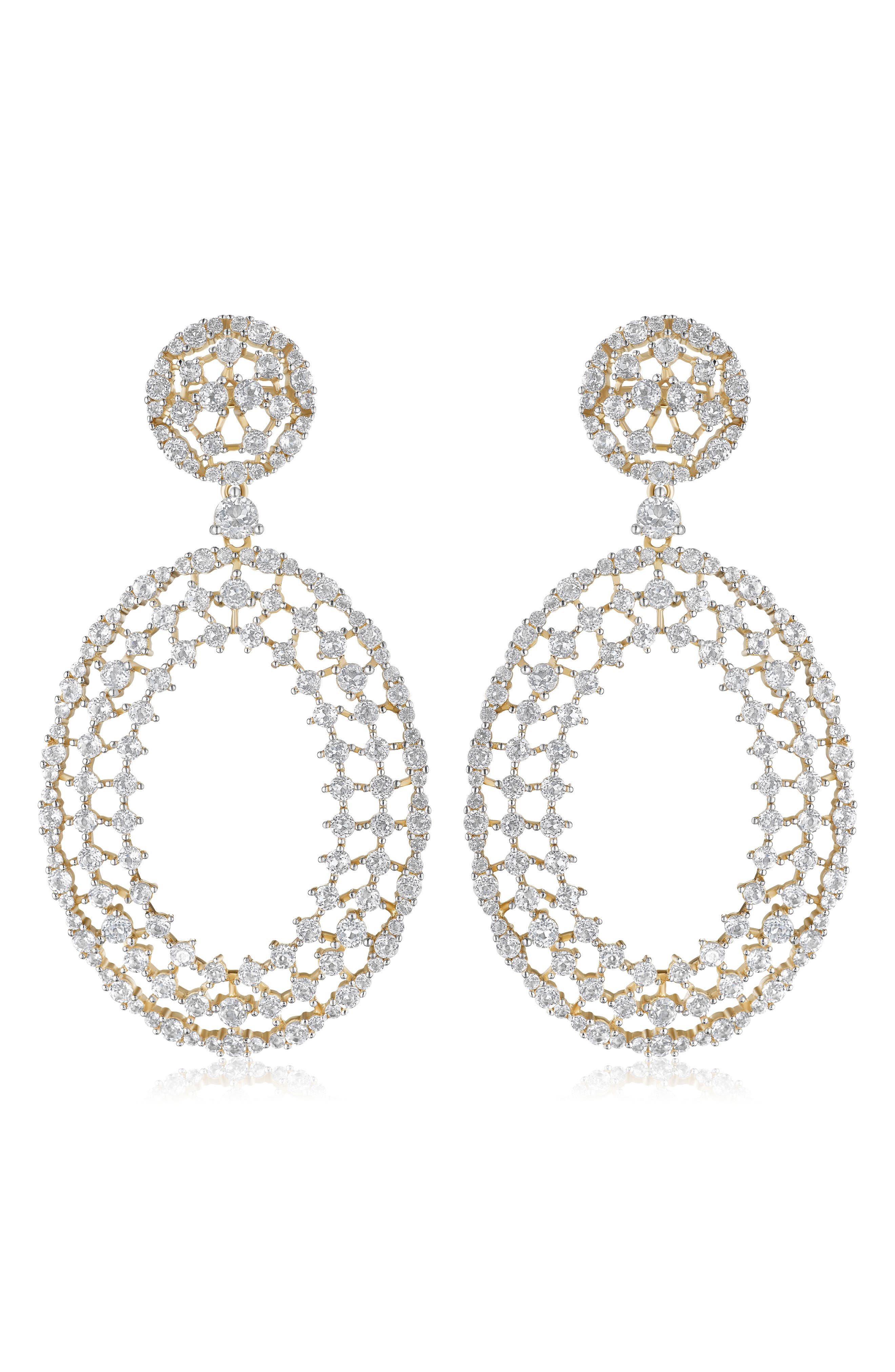 House of Frosted Topaz Oval Drop Earrings