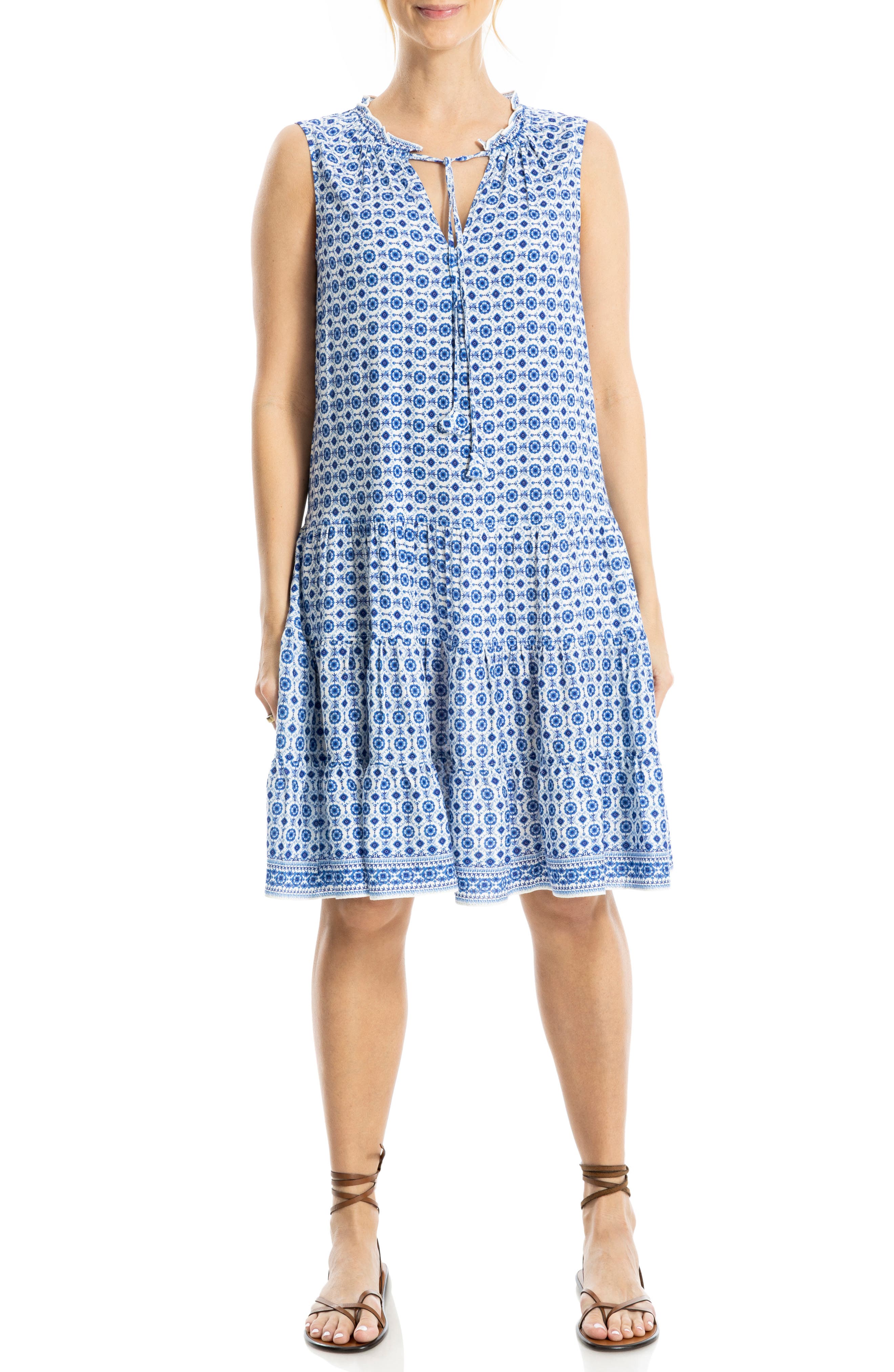 Floral Split Neck Tiered Dress - image 3