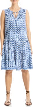 MAX STUDIO Floral Split Neck Tiered Dress