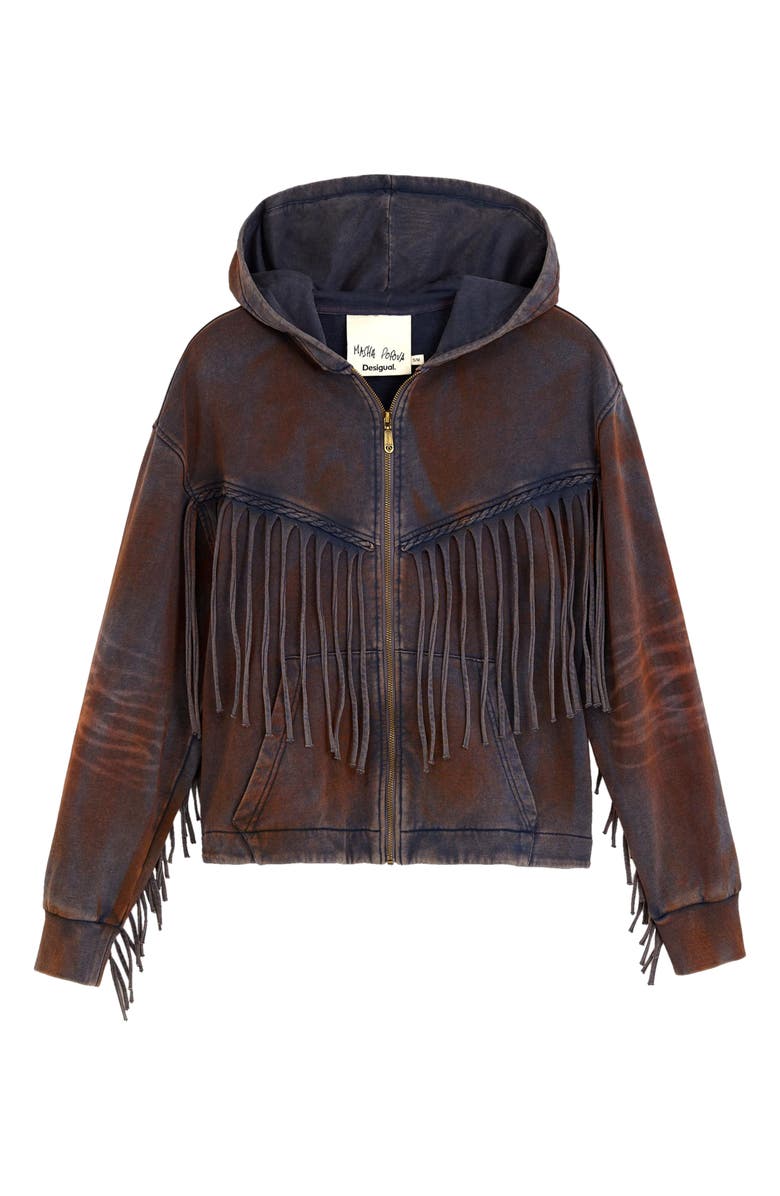 Desigual x Masha Popova Hooded Denim Jacket, Alternate, color, Navy Blue