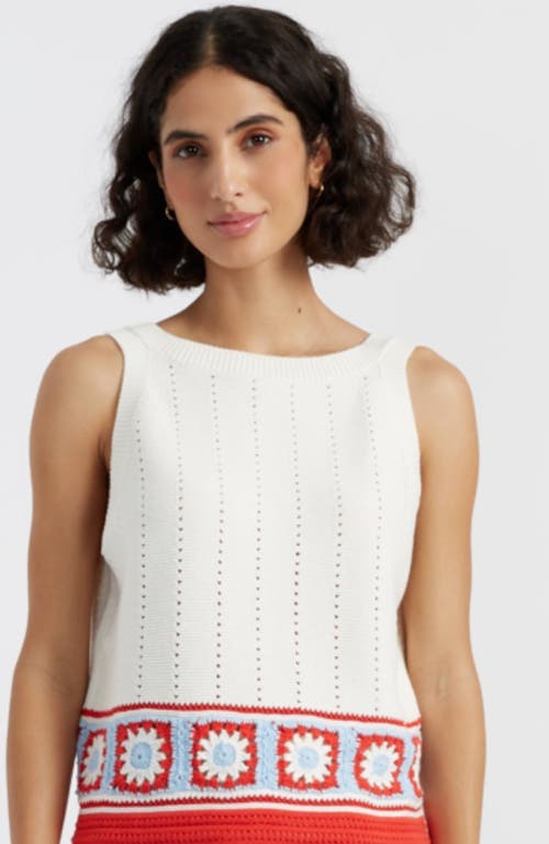 Chinti & Parker Cotton Hand Crochet Vest In Cream-terracotta