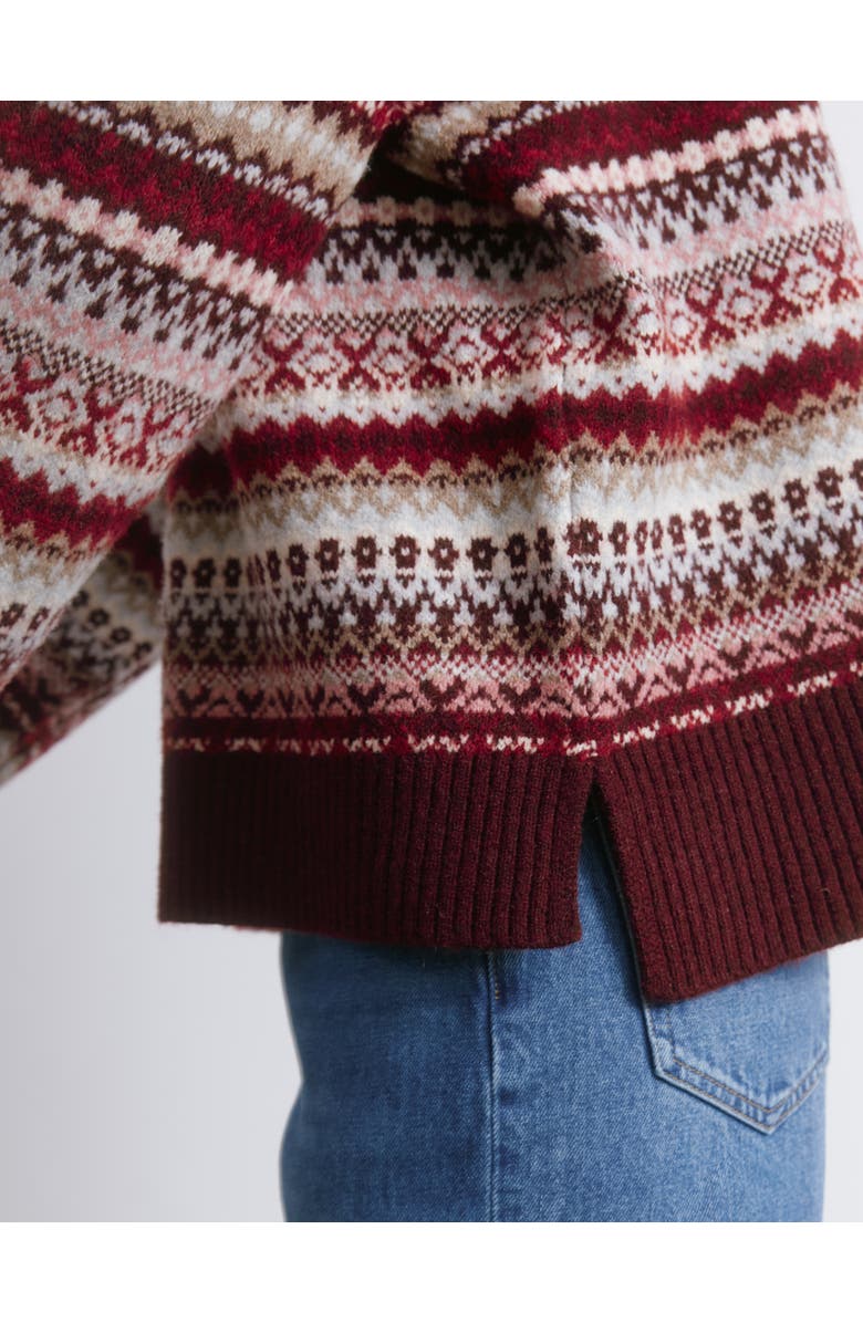Albaray Fair Isle Crew Neck Sweater, Alternate, color, Burgundy